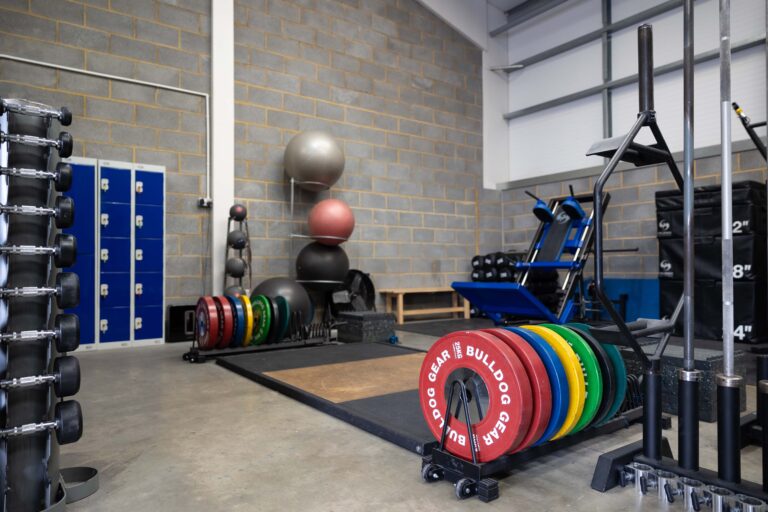 Phoenix Gym weights and accessories rack